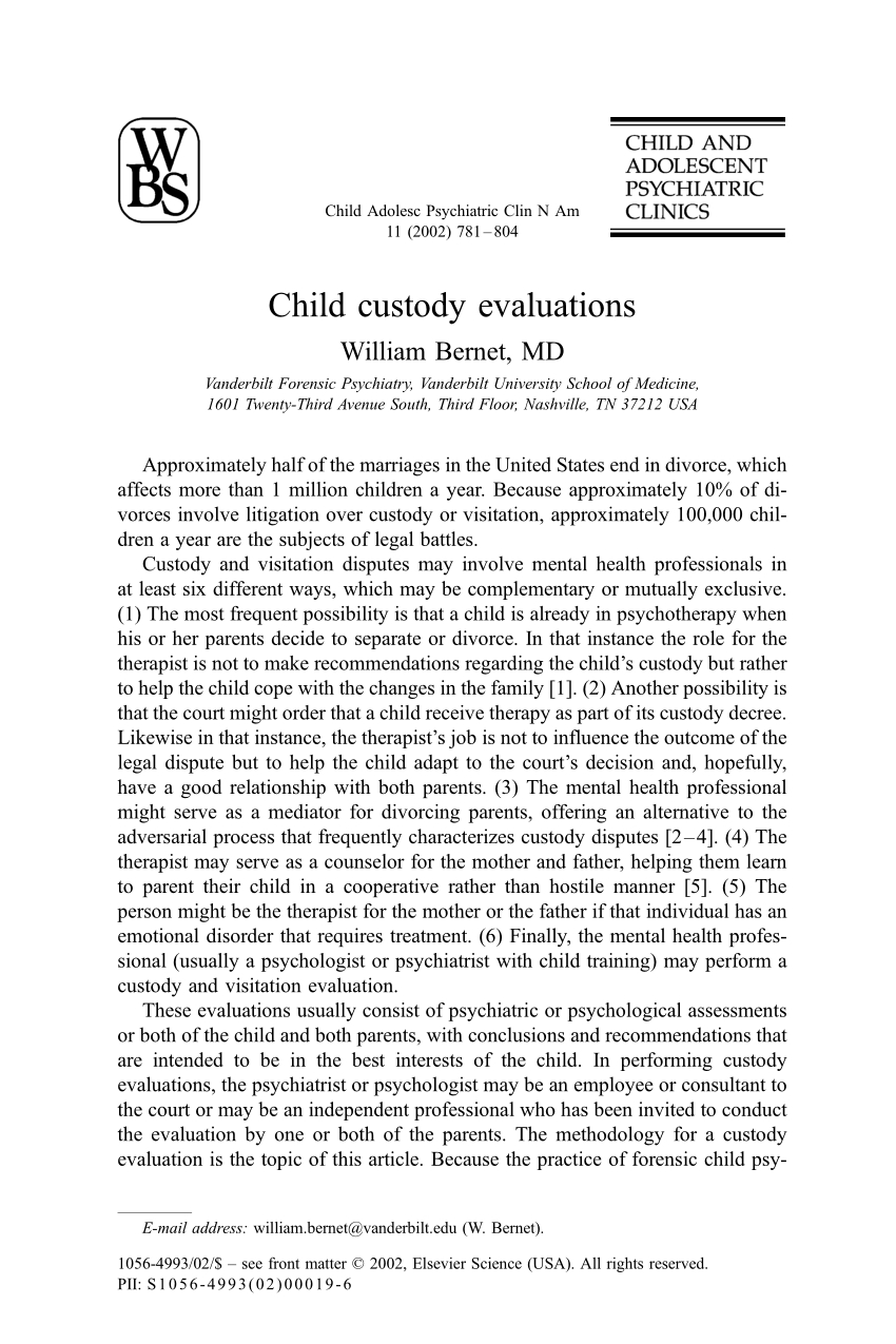 Pdf Child Custody Evaluations within dimensions 850 X 1275