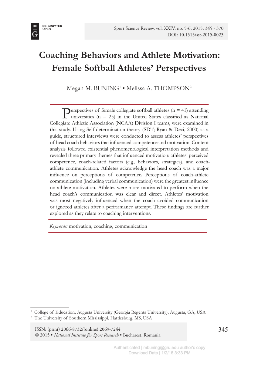 Pdf Coaching Behaviors And Athlete Motivation Female throughout size 850 X 1202