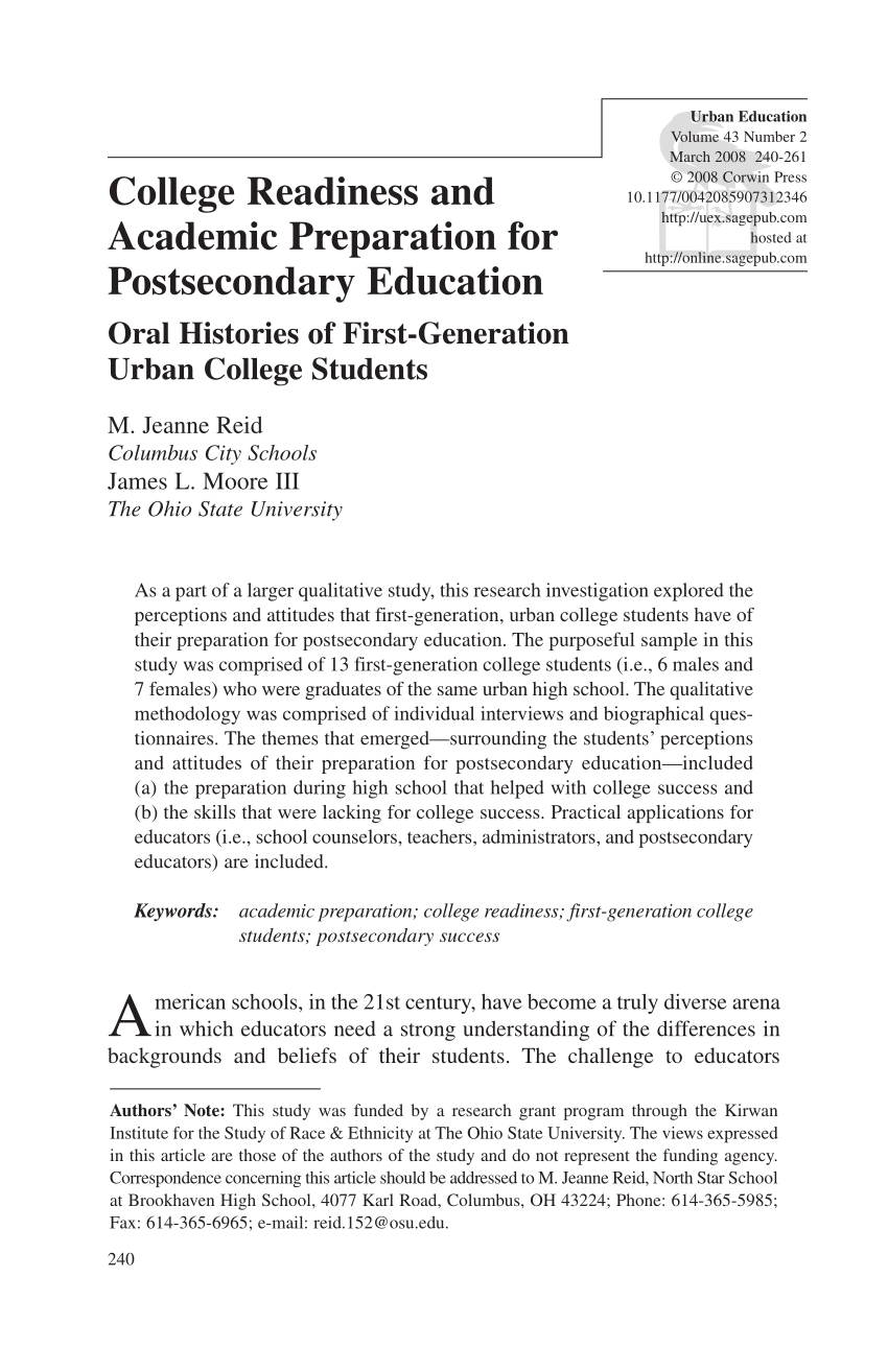 Pdf College Readiness And Academic Preparation For pertaining to sizing 850 X 1314