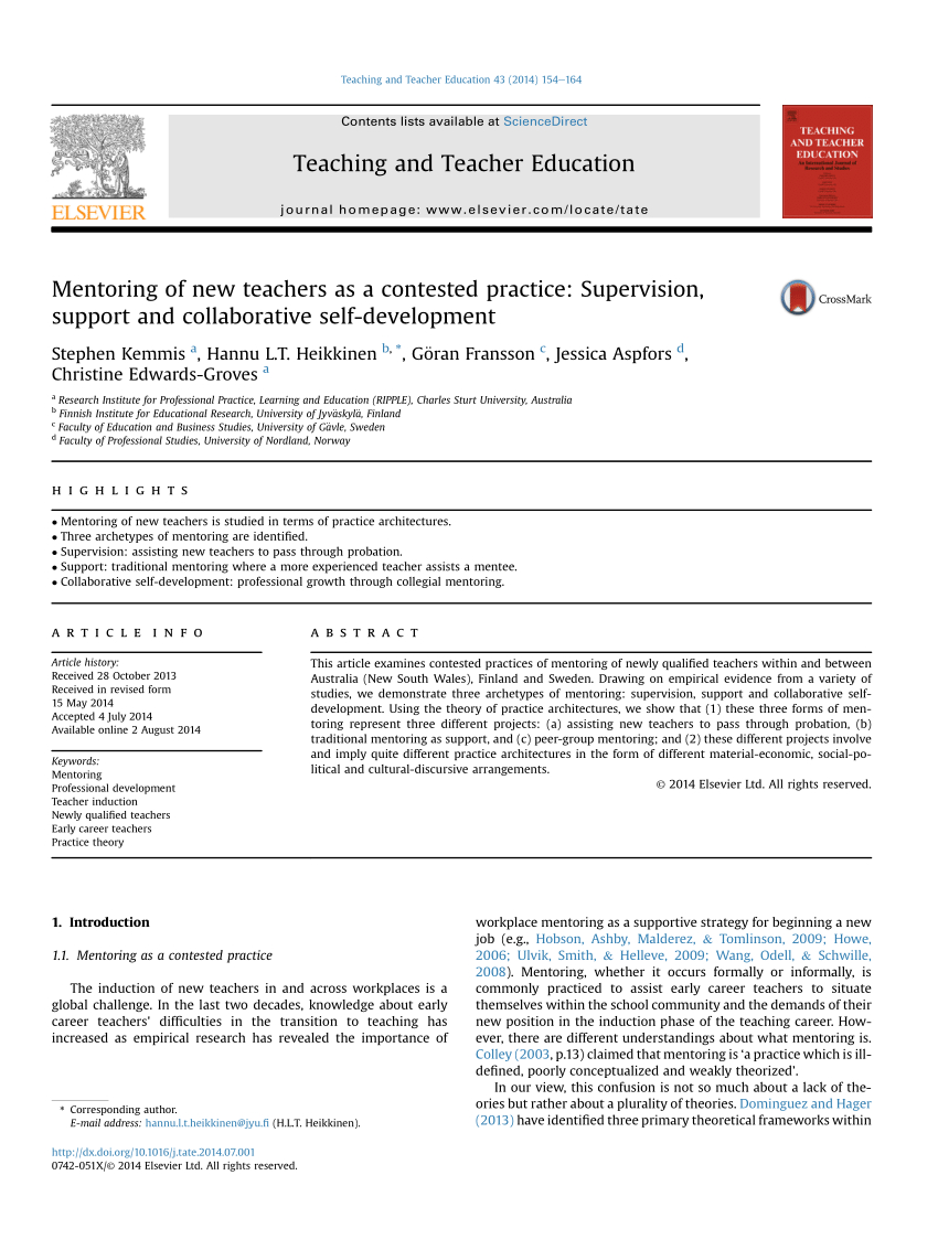 Pdf Contested Architectures Of Mentoring Support for measurements 850 X 1133