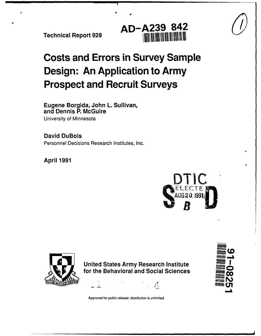 Pdf Costs And Errors In Survey Sample Design An pertaining to size 850 X 1092