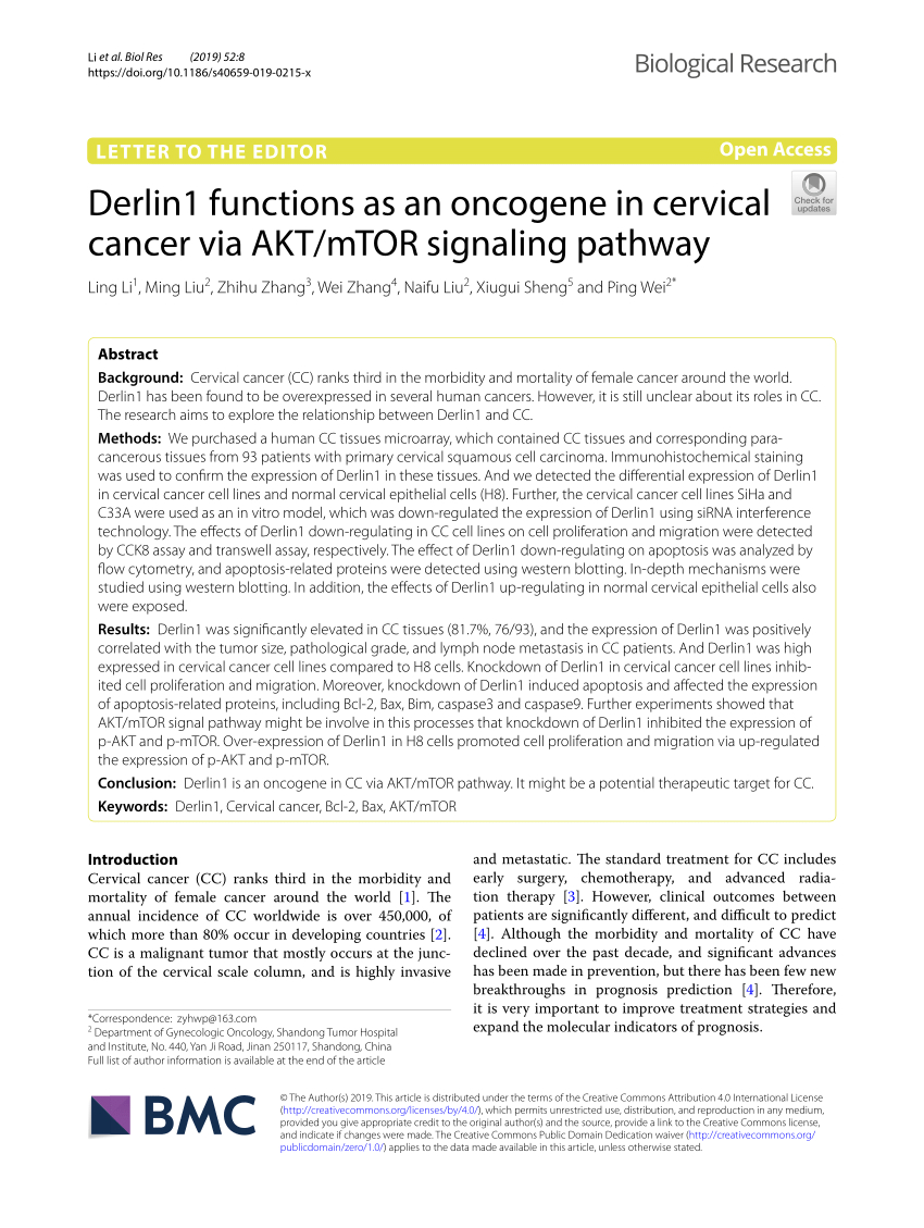 Pdf Derlin1 Functions As An Oncogene In Cervical Cancer Via pertaining to size 850 X 1129