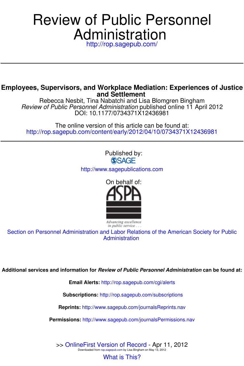 Pdf Employees Supervisors And Workplace Mediation inside dimensions 850 X 1275