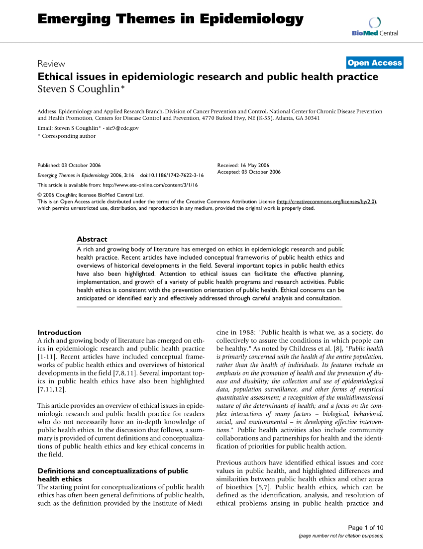 Pdf Ethical Issues In Epidemiologic Research And Public in size 850 X 1104