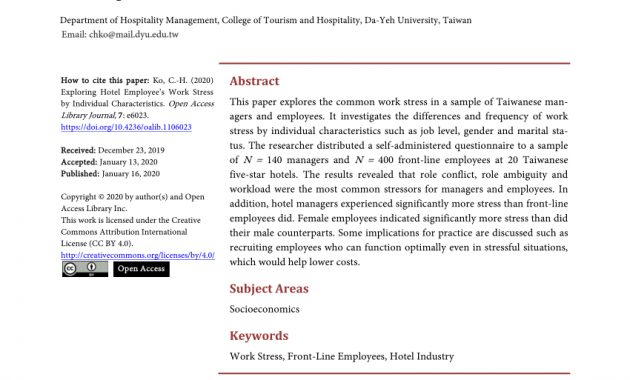 Pdf Exploring Hotel Employees Work Stress Individual regarding sizing 850 X 1153