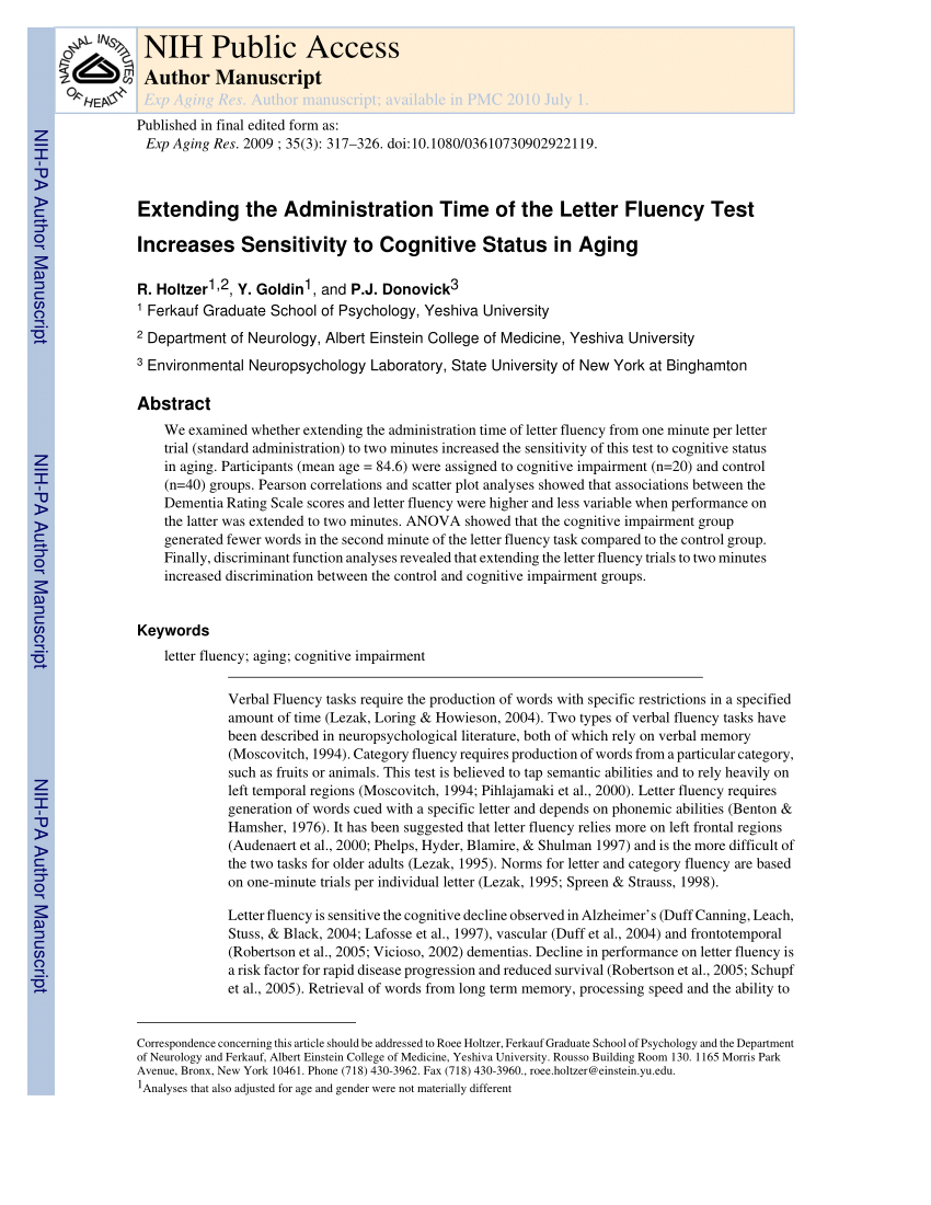 Pdf Extending The Administration Time Of The Letter Fluency with proportions 850 X 1100