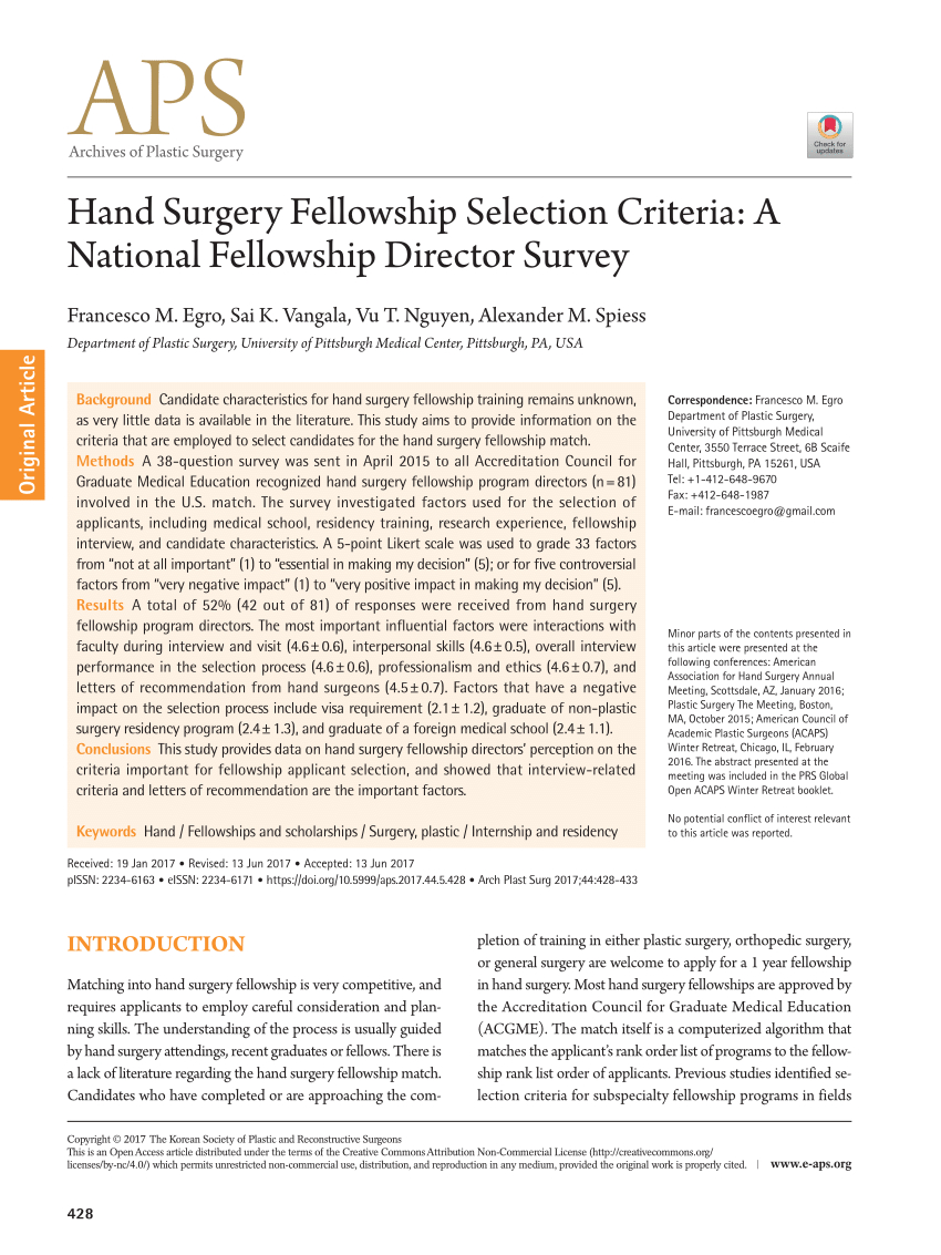 Pdf Hand Surgery Fellowship Selection Criteria A National with regard to size 850 X 1133