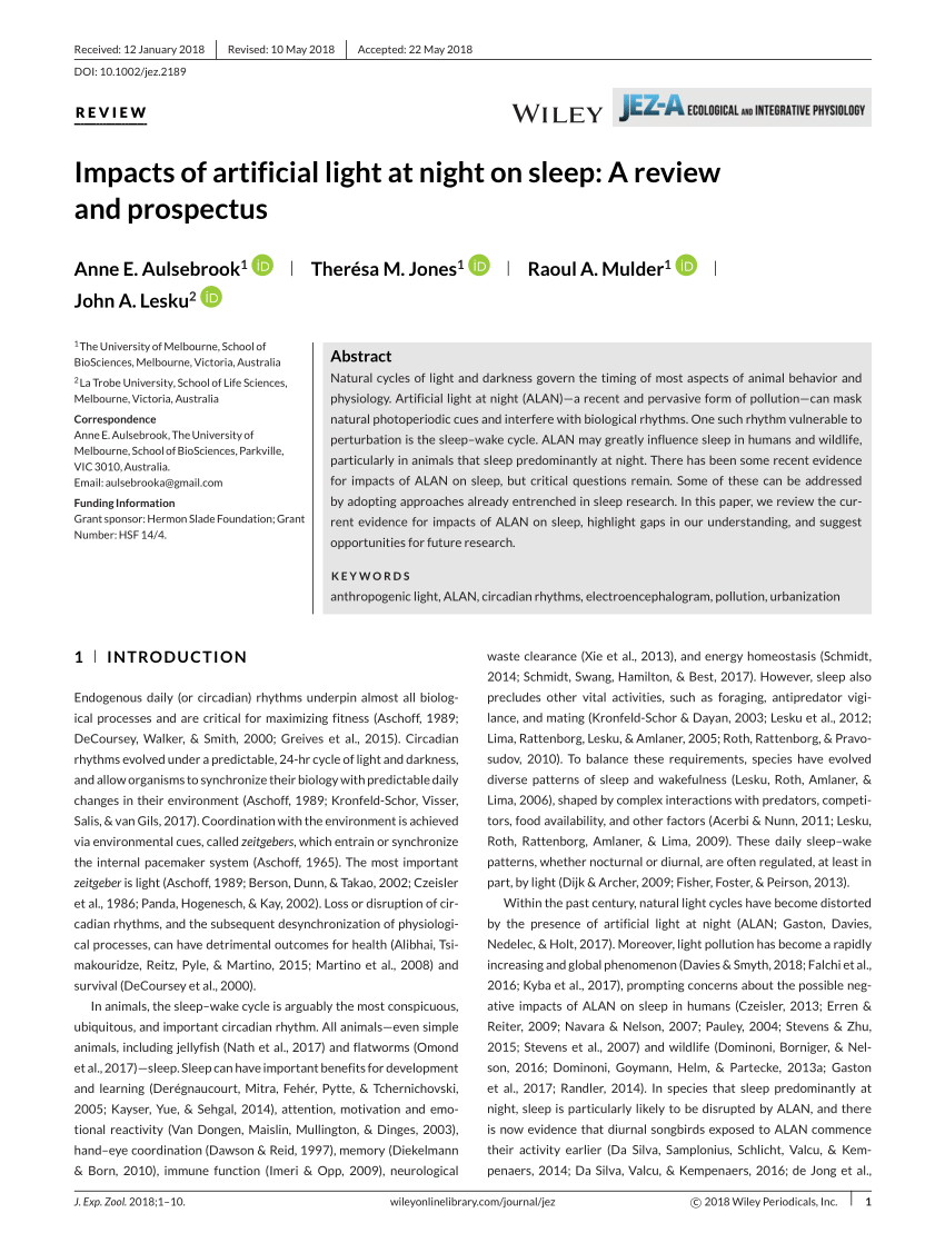 Pdf Impacts Of Artificial Light At Night On Sleep A Review intended for size 850 X 1118