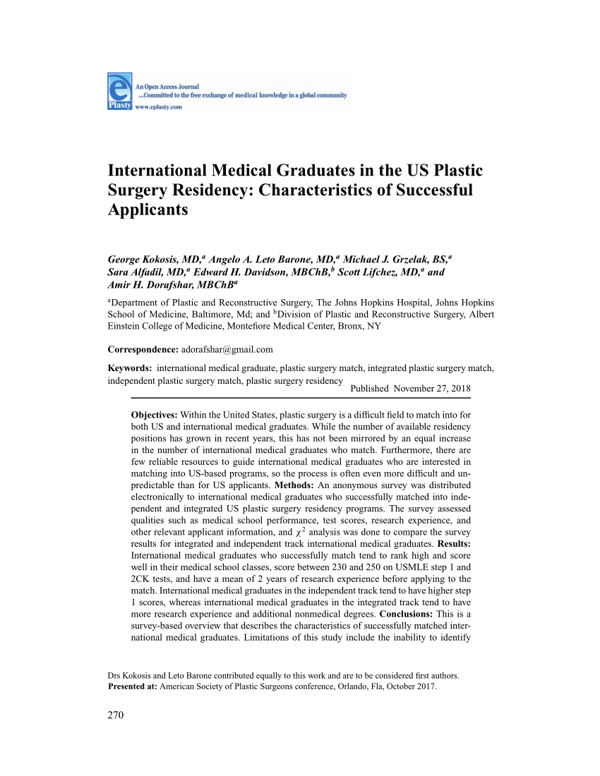 Pdf International Medical Graduates In The Us Plastic pertaining to measurements 850 X 1100