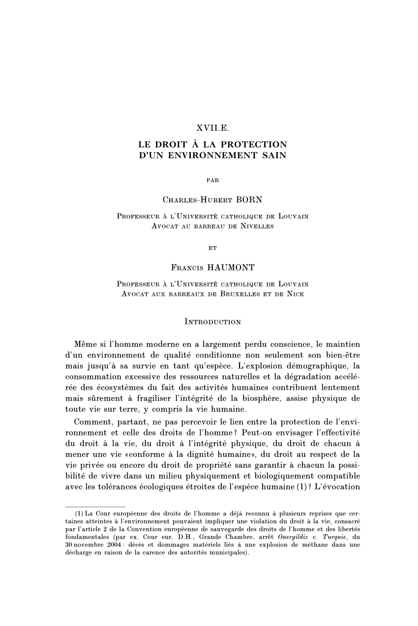 Pdf Le Droit La Protection Dun Environnement Sain intended for size 850 X 1274