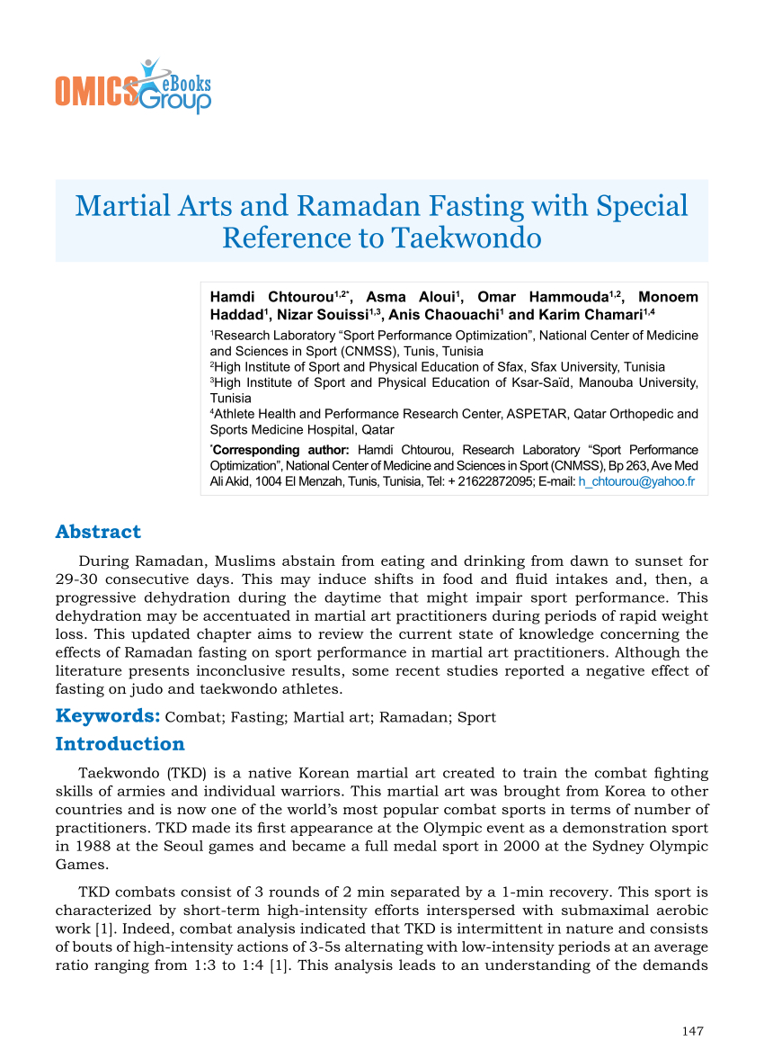 Pdf Martial Arts And Ramadan Fasting With Special Reference for dimensions 850 X 1177