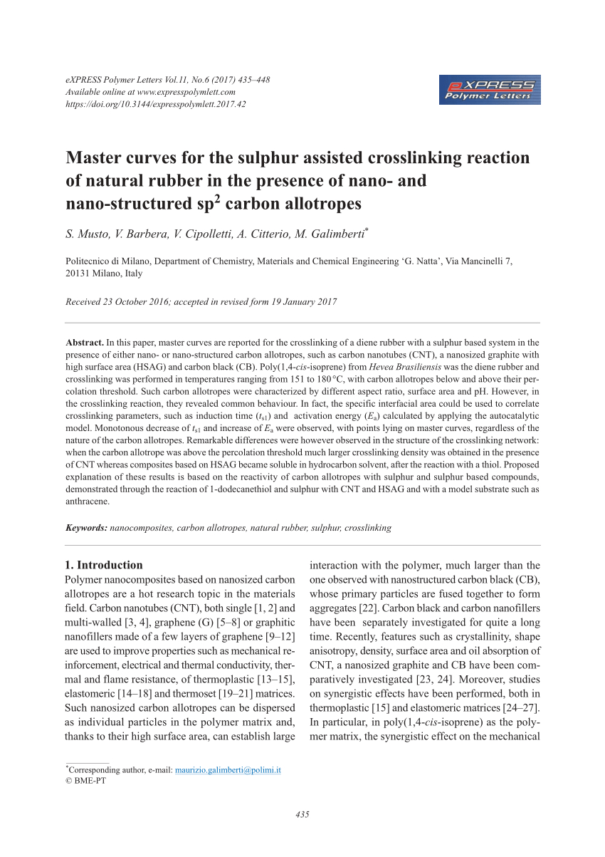 Pdf Master Curves For The Sulphur Assisted Crosslinking intended for dimensions 850 X 1203