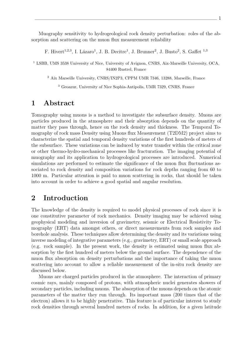 Pdf Muography Sensitivity To Hydrogeological Rock Density intended for measurements 850 X 1202