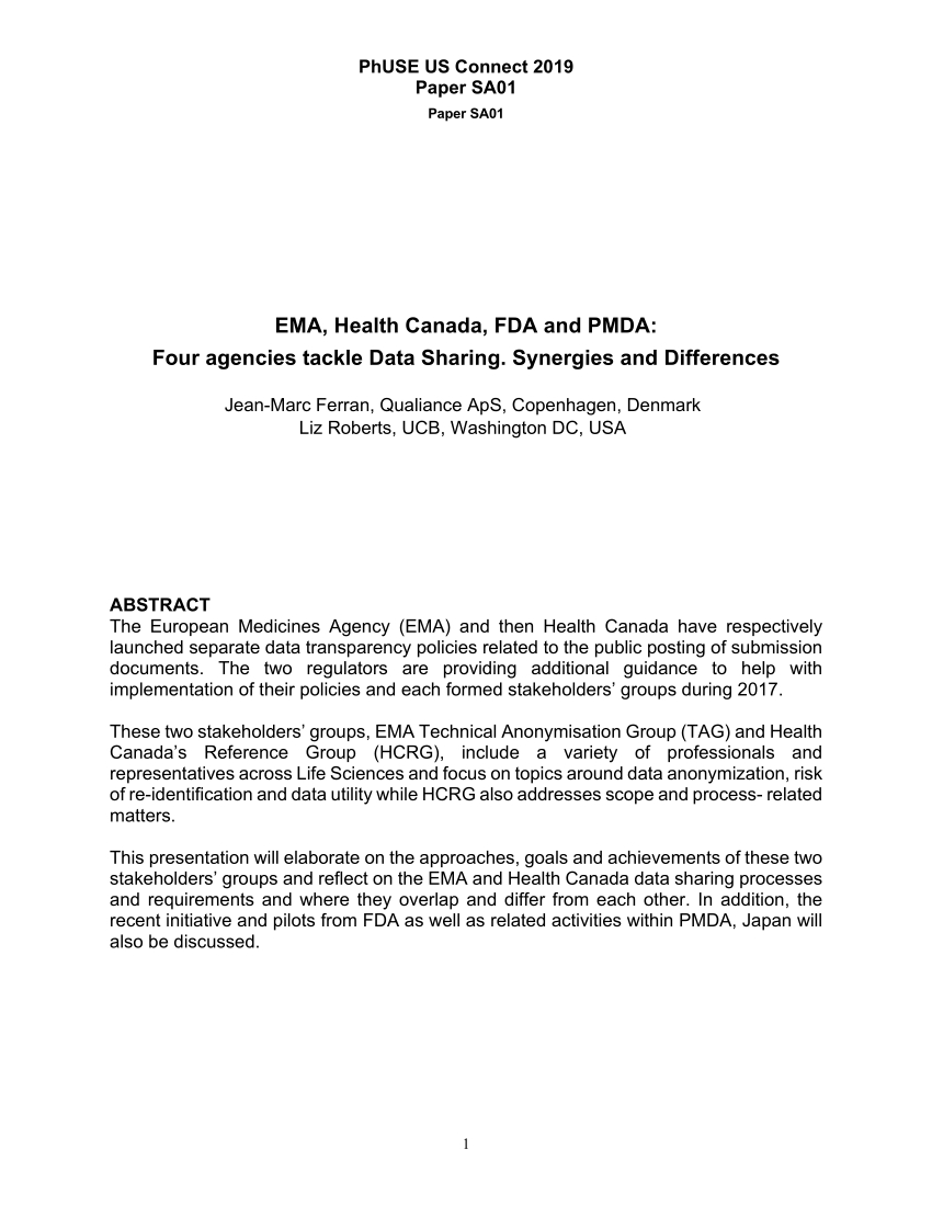 Pdf Phuse Us Connect 2019 Ema Health Canada Fda And regarding measurements 850 X 1100