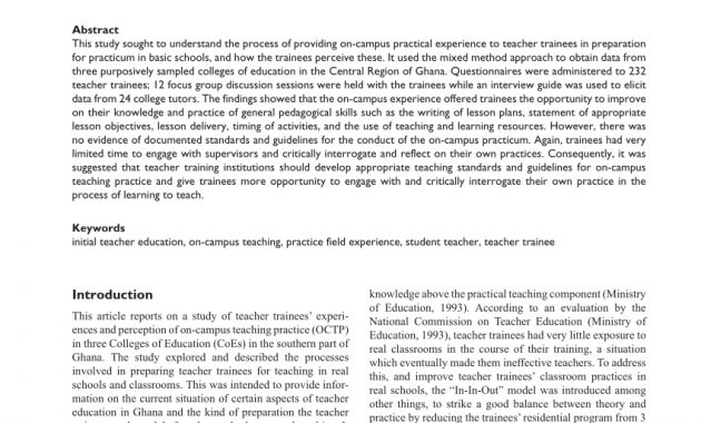 Pdf Preparing Teacher Trainees For Field Experience throughout measurements 850 X 1100