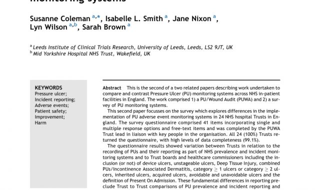 Pdf Pressure Ulcer And Wounds Reporting In Nhs Hospitals In with regard to dimensions 850 X 1133