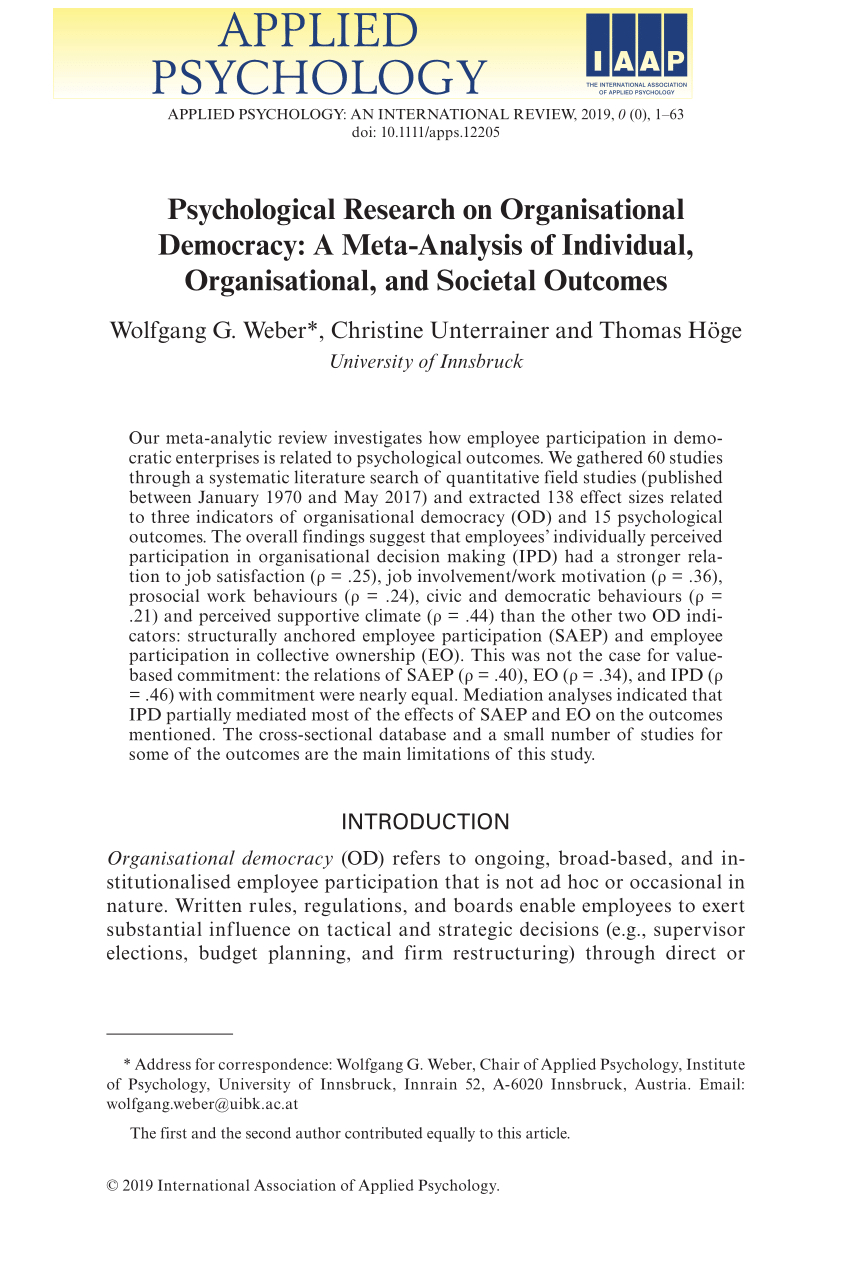 Pdf Psychological Research On Organisational Democracy A in measurements 850 X 1283