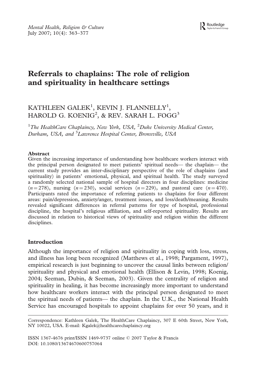 Pdf Referrals To Chaplains The Role Of Religion And within measurements 850 X 1213