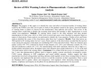 Pdf Review Of Fda Warning Letters To Pharmaceuticals Cause with sizing 850 X 1100