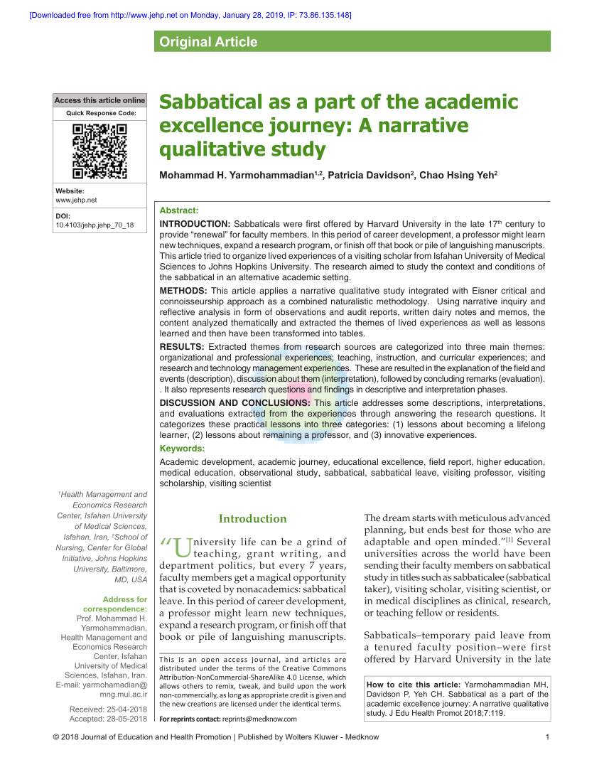 Pdf Sabbatical As A Part Of The Academic Excellence Journey within size 850 X 1100