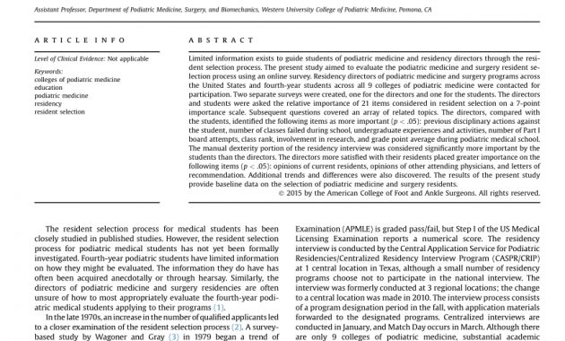 Pdf Selecting Residents In Podiatric Medicine And Surgery regarding sizing 850 X 1105