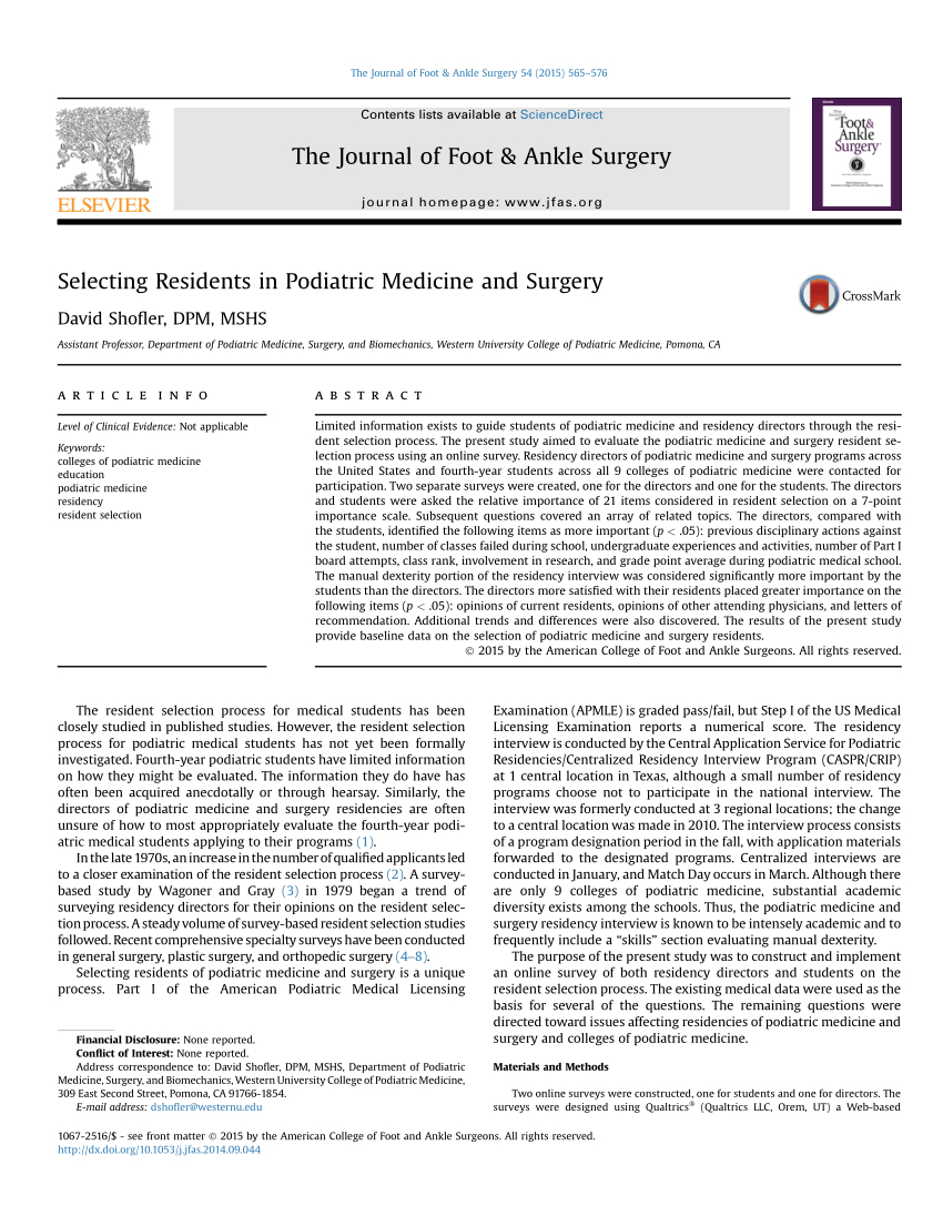 Pdf Selecting Residents In Podiatric Medicine And Surgery regarding sizing 850 X 1105