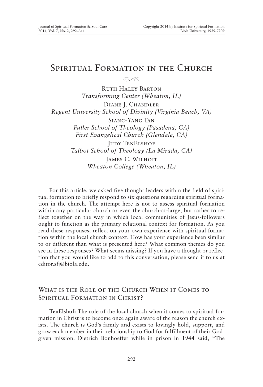 Pdf Spiritual Formation In The Church for size 850 X 1252