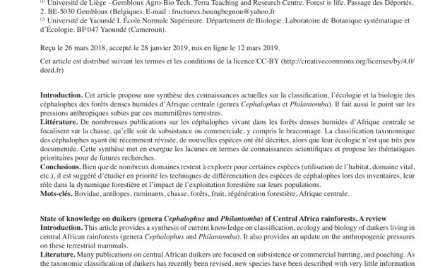 Pdf Tat Des Connaissances Sur Les Cphalophes Genres in dimensions 850 X 1133