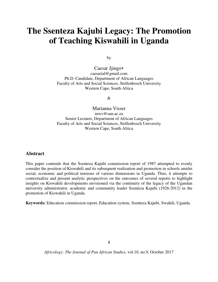 Pdf The Ssenteza Kajubi Legacy The Promotion Of Teaching inside measurements 850 X 1100