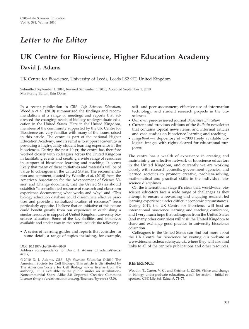 Pdf Uk Centre For Bioscience Higher Education Academy for measurements 850 X 1121