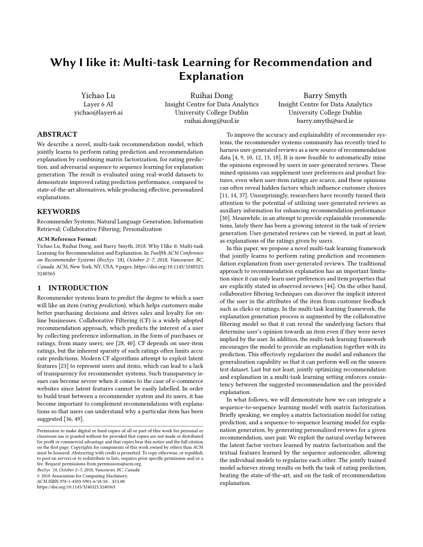 Pdf Why I Like It Multi Task Learning For Recommendation pertaining to sizing 850 X 1100