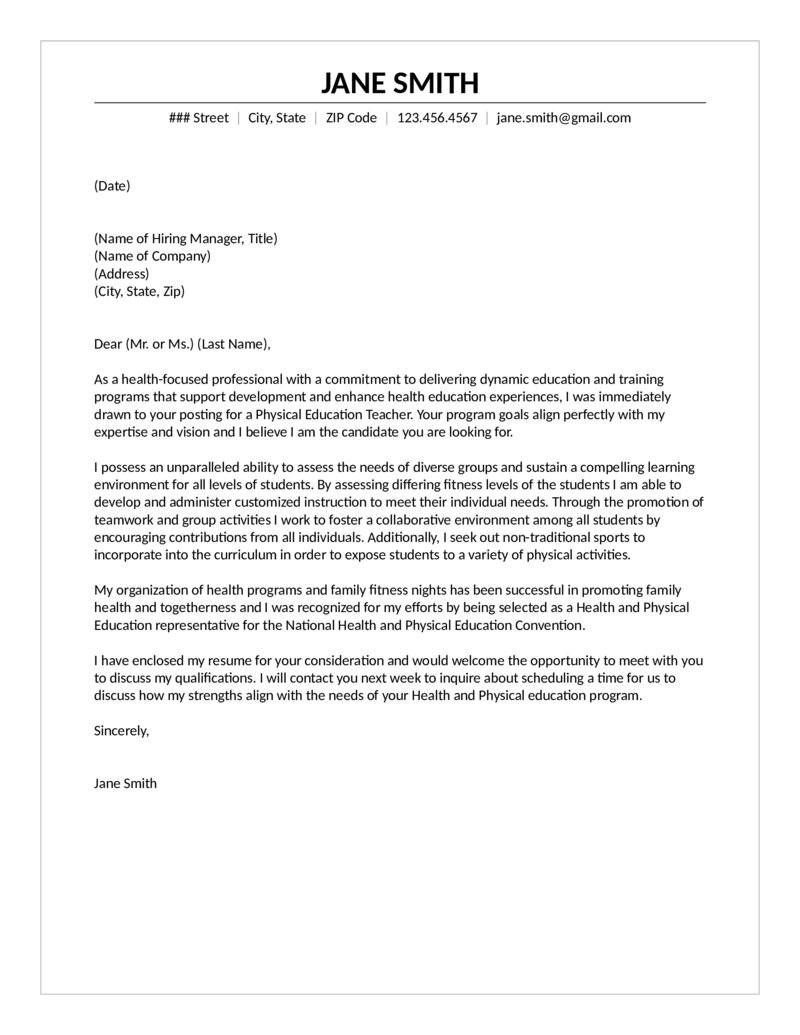 Pe Teacher Cover Letter intended for proportions 800 X 1035