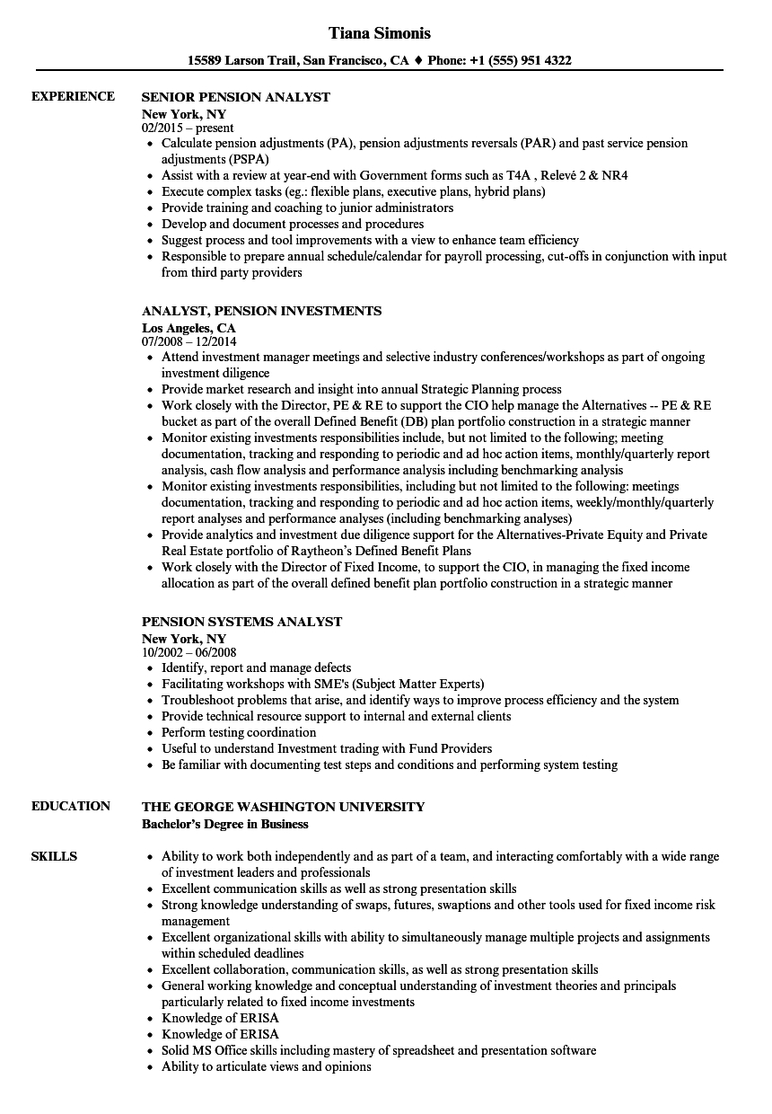 Pension Analyst Resume Samples Velvet Jobs inside dimensions 860 X 1240