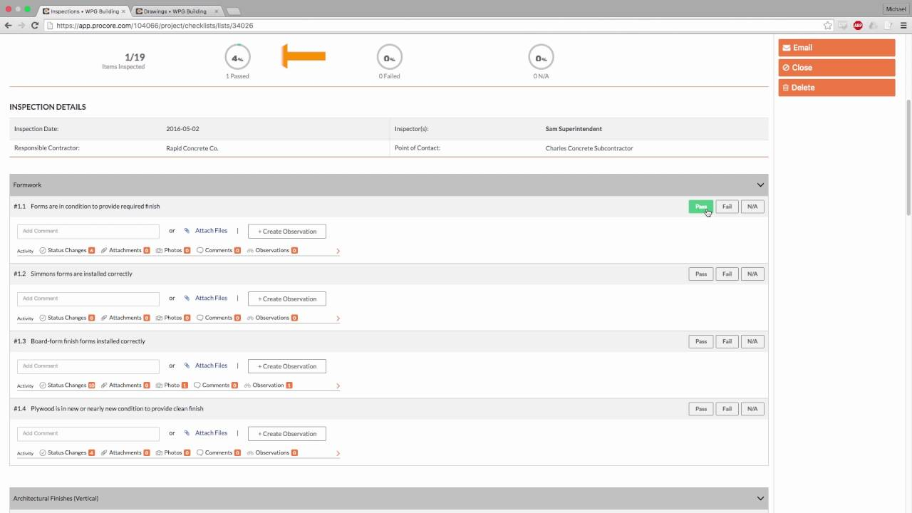 Perform Inspections In Procore pertaining to measurements 1280 X 720