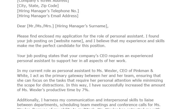 Personal Assistant Cover Letter Free Sample Resume Genius with size 800 X 1132