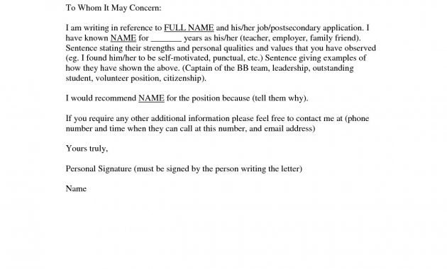 Personal Letter Of Recommendation For Employment For A throughout size 1275 X 1650