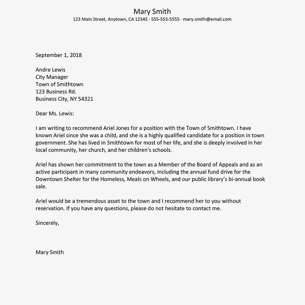 Personal Letter Recommendation Template Debandje throughout sizing 1000 X 1000