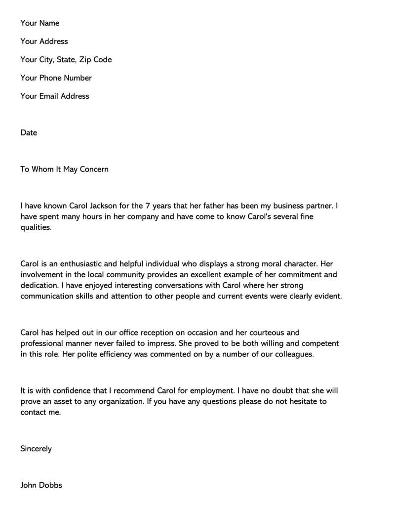 Personal Recommendation Letter For Friend 15 Samples inside proportions 800 X 1030