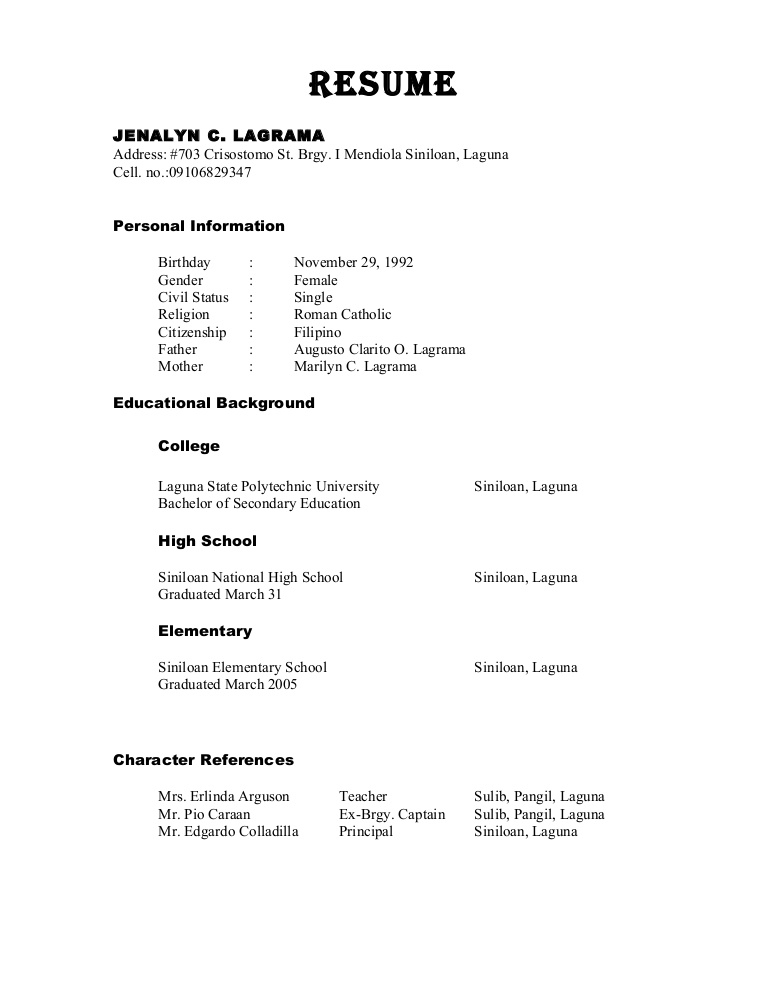 Personal Reference Resume Debandje with regard to proportions 768 X 994