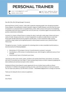Personal Trainer Cover Letter Example Resume Genius in size 800 X 1132