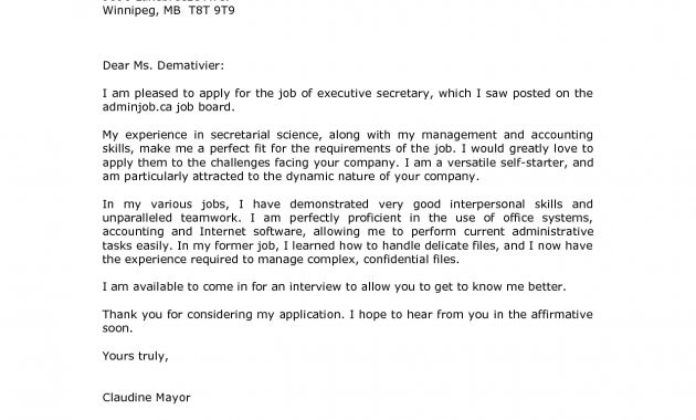 Photos Sample Letter Interest Secretary Job Application throughout size 1275 X 1650