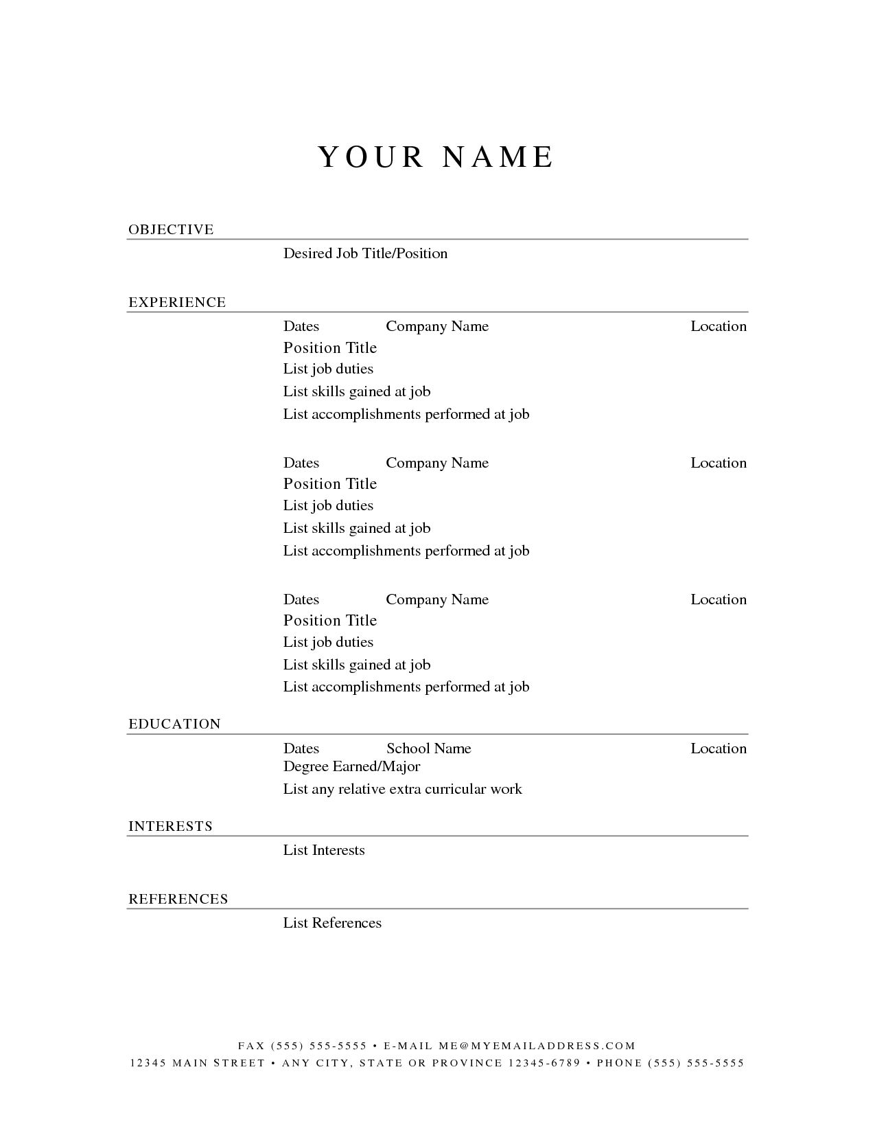 Pin Di Resume Career Termplate Free throughout proportions 1275 X 1650