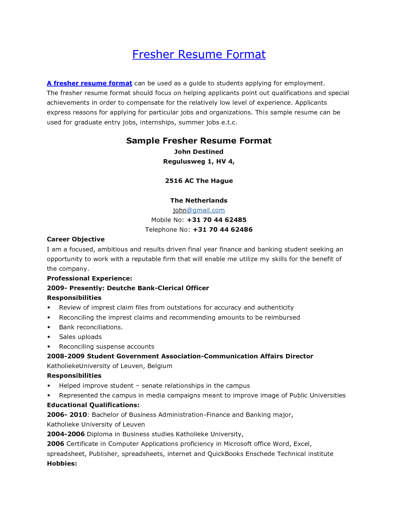 Pin On Resume within size 1275 X 1650