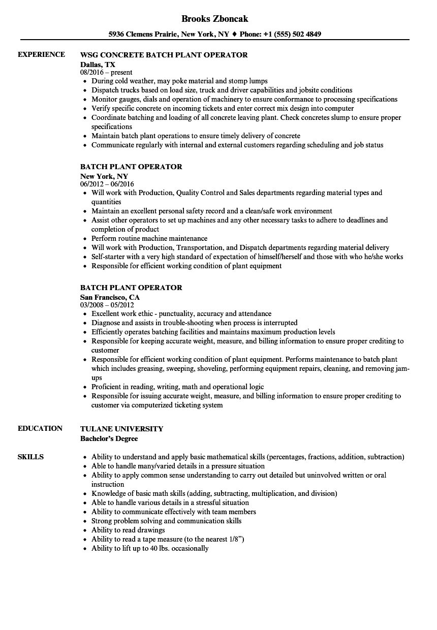 Plant Operator Resumes Debandje with regard to measurements 860 X 1240