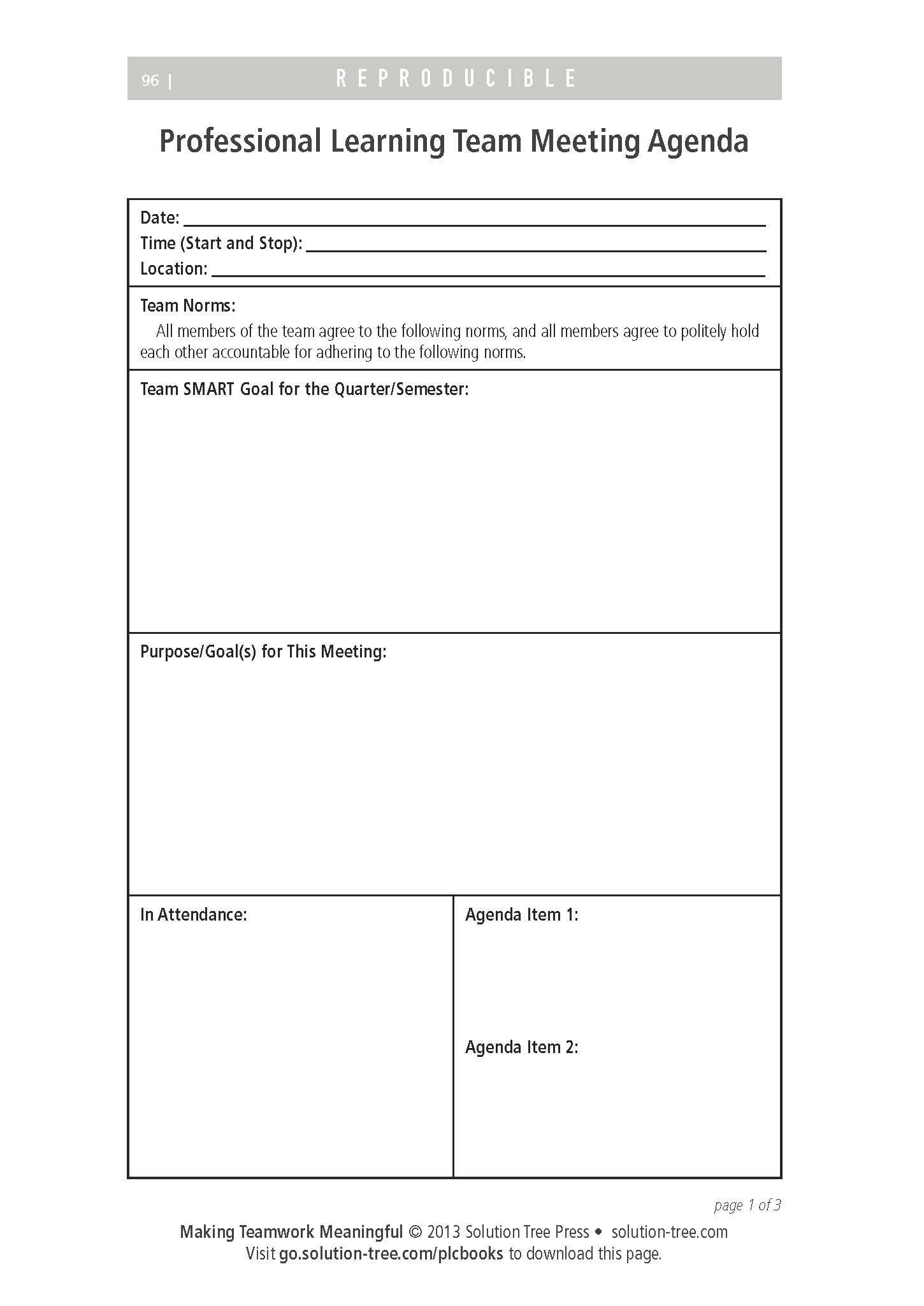 Plc Meeting Agenda Page 1 School Leadership Instructional in proportions 1450 X 2050