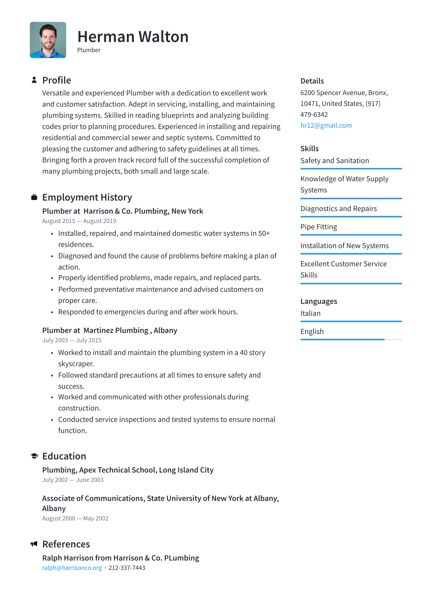 Plumber Resume Examples Writing Tips 2020 Free Guide for size 1440 X 2036