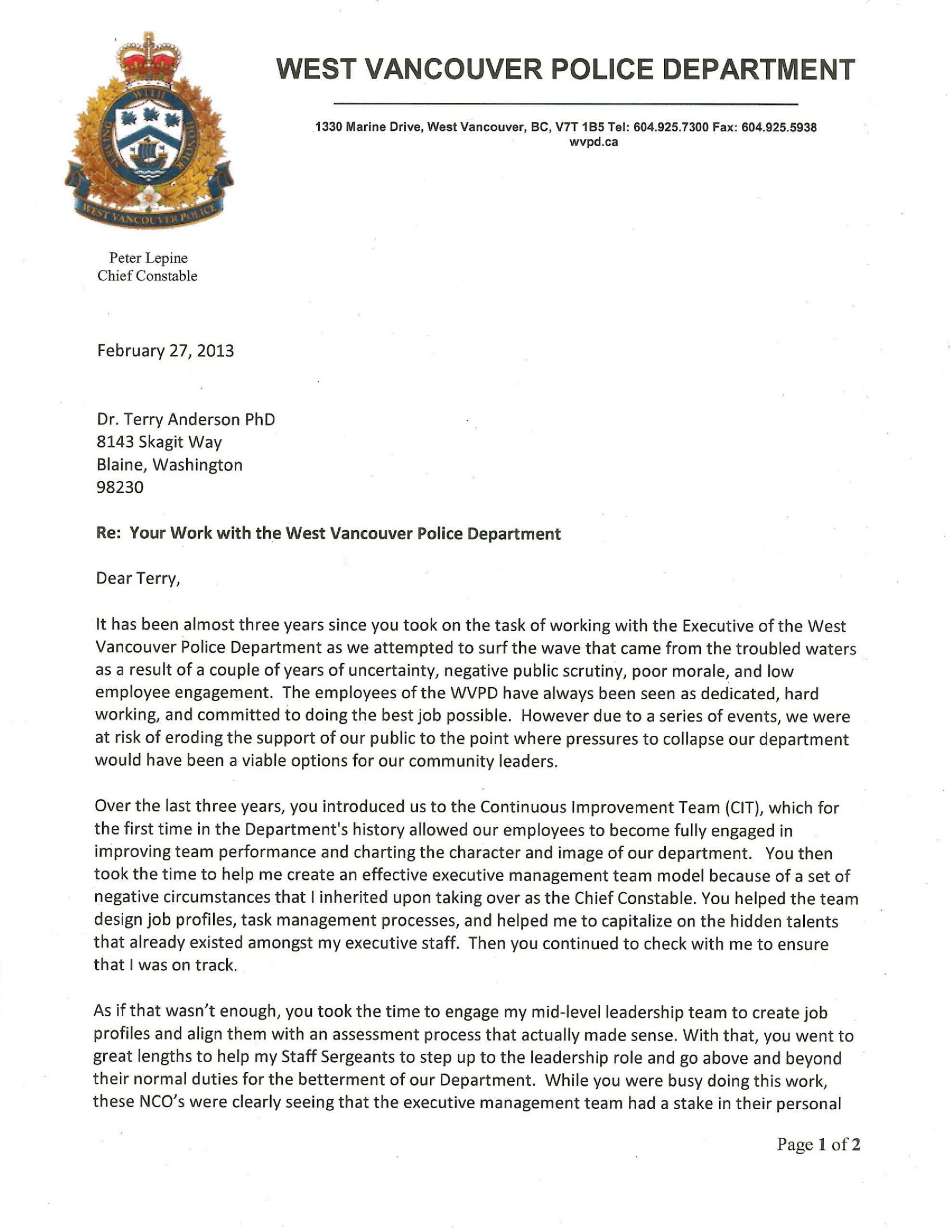 law enforcement cover letter