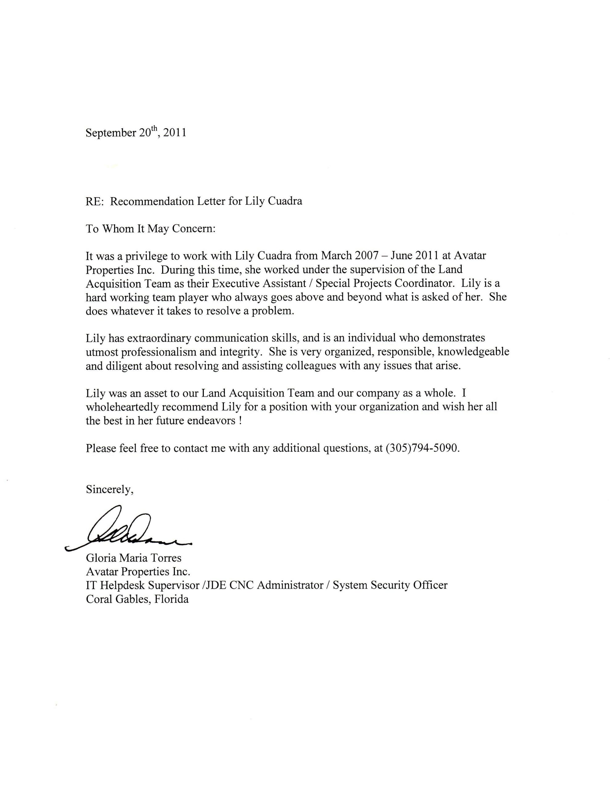 Positive Letter Of Recommendation Enom pertaining to sizing 2550 X 3300