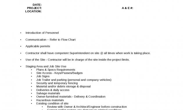 Pre Construction Meeting Agenda Docsity throughout sizing 1275 X 1650