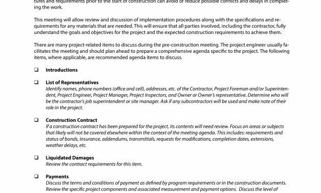 Pre Construction Meeting Agenda Templates At for measurements 2550 X 3300